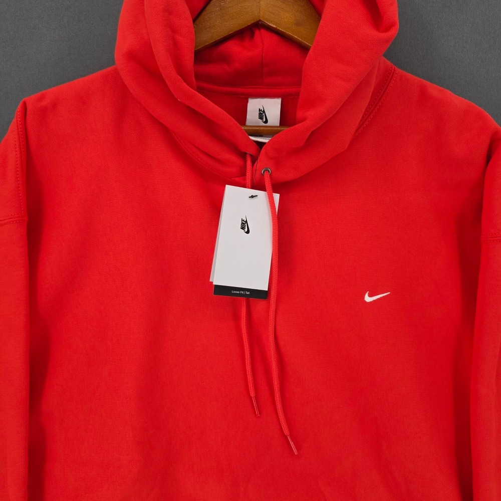Nike Solo Swoosh Hoodie Mens XL Tall orange Loose Fit Fleece Pullover HV1082-696